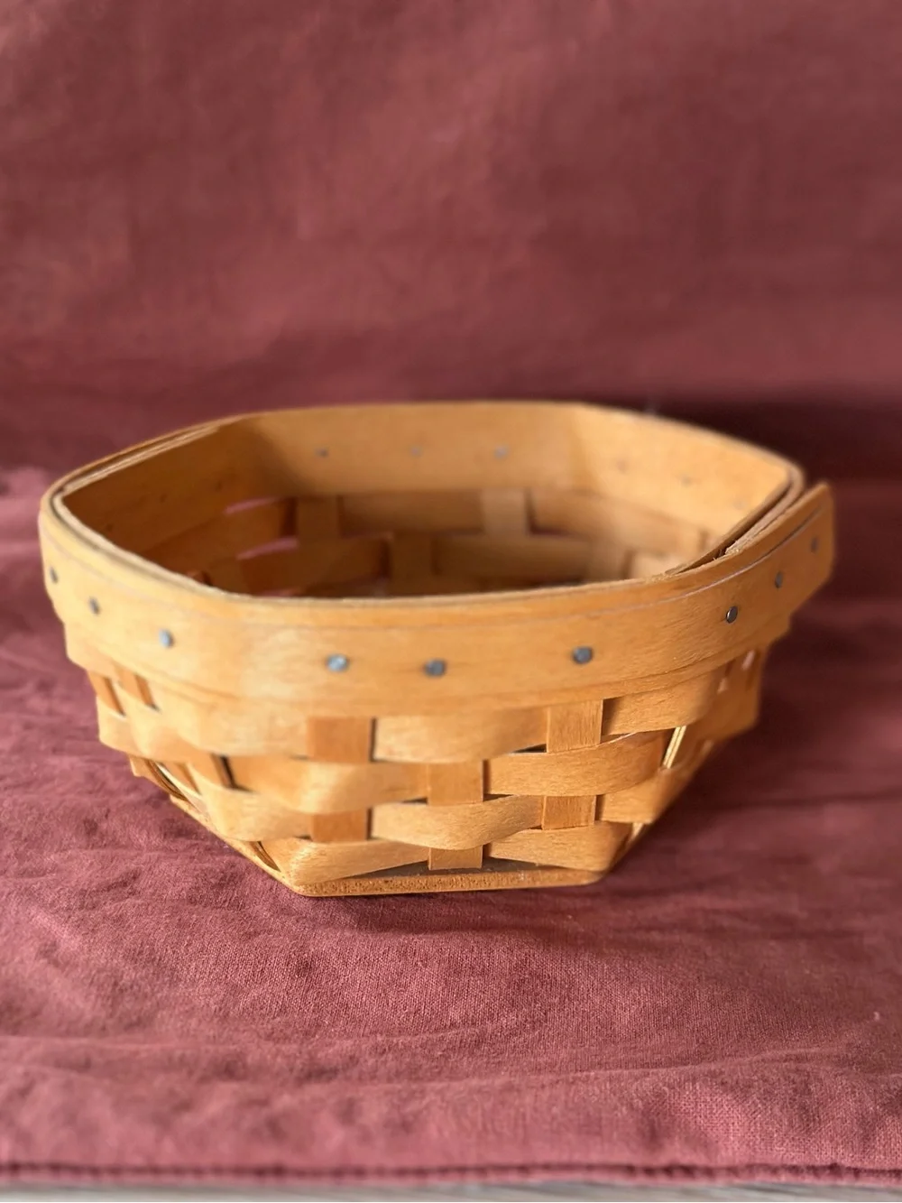 Longaberger Hexagon-Shaped Basket with Fabric Liner and Protector (2001)